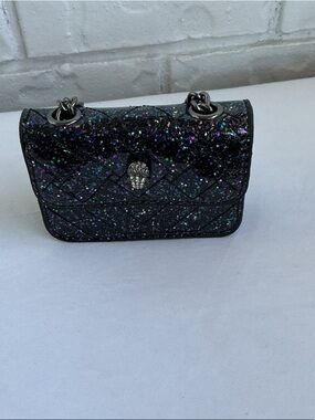 Kurt Geiger Black Multi Glitter Quilted Mini Bag